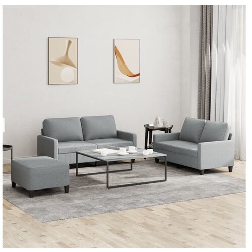 vidaXL 3-dijelni set sofa s jastucima svjetlosivi od tkanine Cijene
