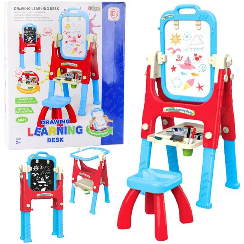  Edukativna ploča sa stolicom i policom za pribor 5u1 - crveno/plava Cijene