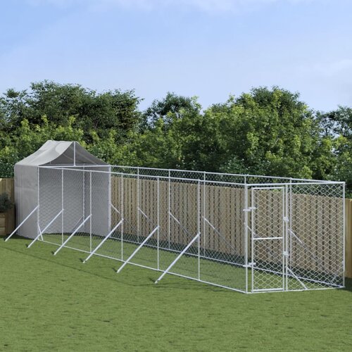 vidaXL Vanjski kavez za pse s krovom srebrni 2x14x2 5m pocinčani čelik Cijene