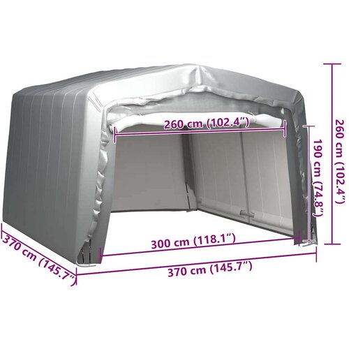 VidaXL Skladi&amp;scaron;ni &amp;scaron;ator 370 x 370 cm čelični sivi Slike