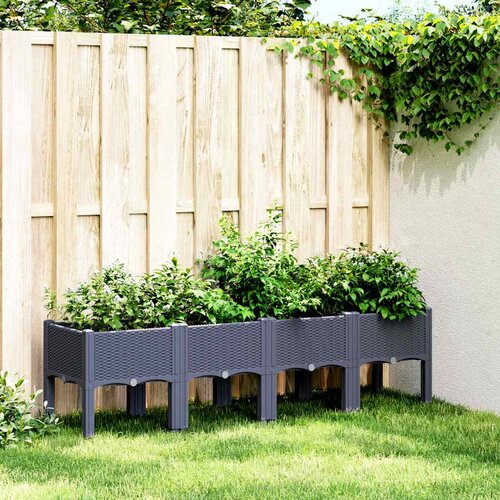  Vrtna sadilica s nogama plava siva 160 x 40 x 42 cm PP Slike
