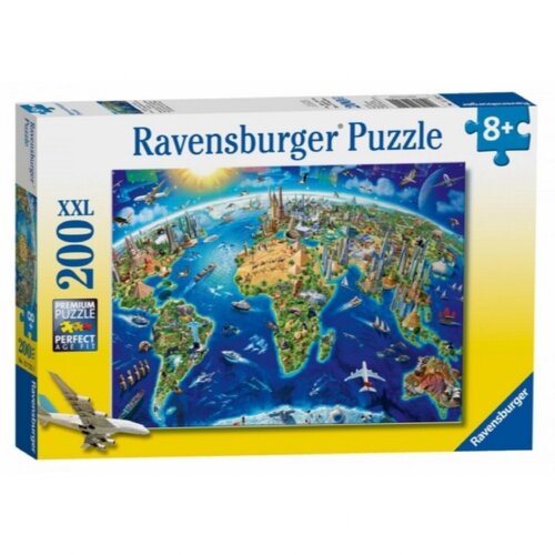 Ravensburger puzzle (slagalice) - Karta sveta sa znamenitost Slike