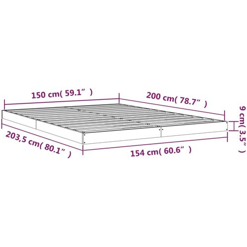  Okvir kreveta 150 x 200 cm veliki bračni od masivne borovine Slike