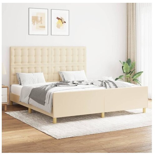  Okvir za krevet s uzglavljem krem 160 x 200 cm od tkanine Cijene