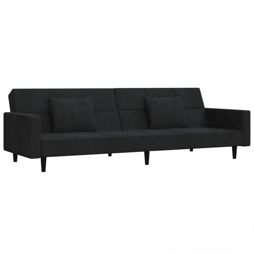 Maison Chic kavč - Sofa - Kanape dvosed z ležiščem in dvema blazinama črn žamet, (21727754) Cene
