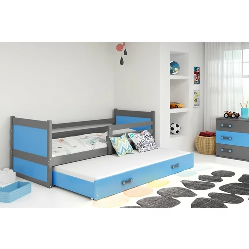 BMS Group Otroška postelja Rico z dodatnim ležiščem - 80x190 cm - grafit/modra