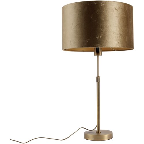 QAZQA Tafellamp brons met velours kap brons 35cm - Parte Cene