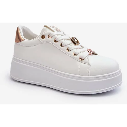 Kesi Women's Platform Sneakers with Embellishments, White Herbisa