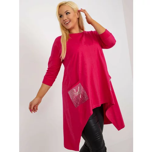 Fashion Hunters Fuchsia long blouse of larger size with pockets