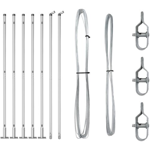 vidaXL Stebri za ograjo z osnovnimi ploščami 7 kos Ø32mm 83,5cm Cinkano jeklo Cene