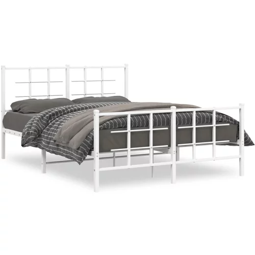 vidaXL Metalni okvir kreveta uzglavlje i podnožje bijeli 140x200 cm