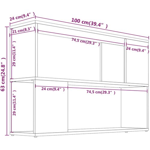  za knjige sivi hrast 100x24x63 cm konstruirano drvo Slike