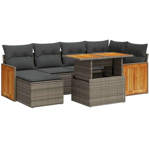 VidaXL 8-dijelni set vrtnih sofa od poliratana s jastucima sivi bagrem Slike