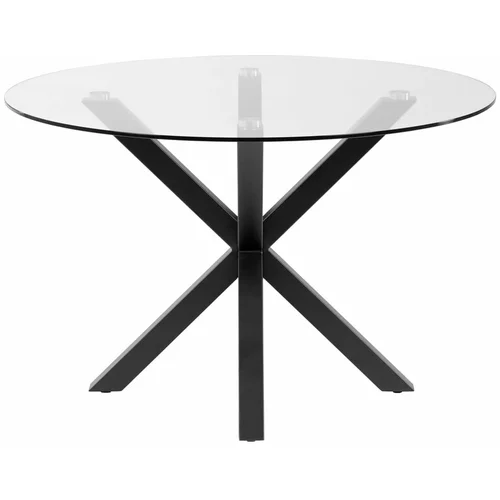 Kave Home Okrogla jedilna miza s stekleno ploščo, ø 119 cm