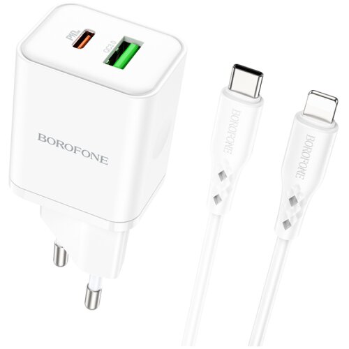 Borofone USB punjač sa kablom 1m Type-C to iPhone/lightning BN7 PD20W+QC3.0 set white Slike