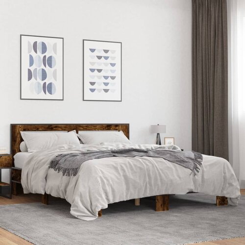 Furnova Posteljni okvir dimljeni hrast 150x200 cm inž. les in kovina, (21935069) Slike