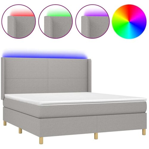  Box spring s madracem LED svjetlosivi 160x200 cm tkanina Slike
