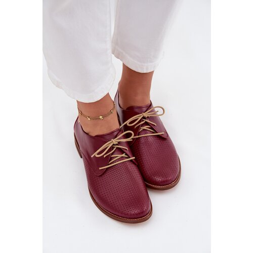 Zazoo Women's Leather Elegant Lace-up Shoes 4238 Bordeaux Cene
