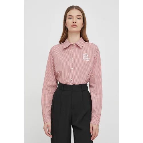 Polo Ralph Lauren Bombažna srajca ženska, roza barva
