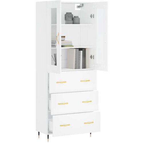  Visoka komoda bijela 69,5x34x180 cm konstruirano drvo Slike