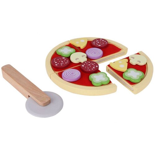 ECO TOYS drvena pizza s rezačem Slike