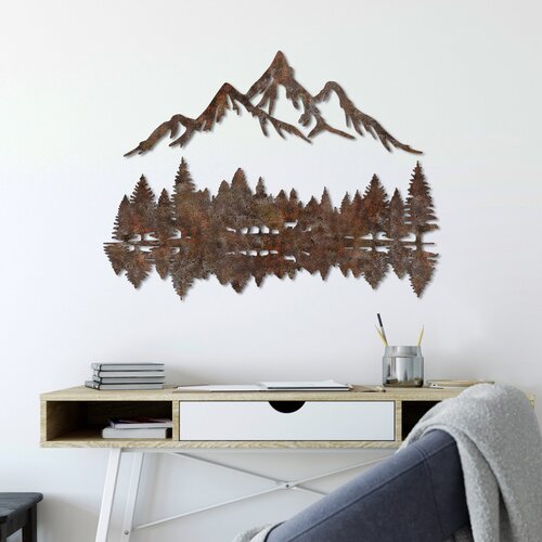 Opviq zidna dekoracija Rusty Landscape 2, 51x70 cm, Braon Cene