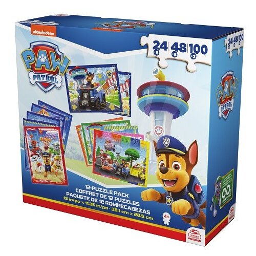 Spin Master Games PAW Patrol, 12-Puzzle Pack 24-Piece 48-Piece 100-Piece Kids Puzzles Chase Marshall Skye Everest Rubble Zuma Rocky, for Preschoolers Ages 4 and up Cijene
