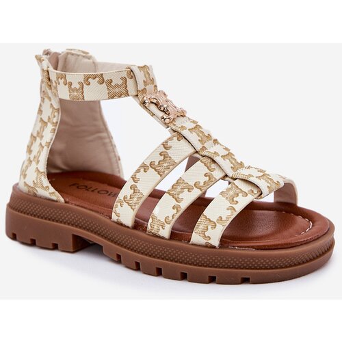 Boto Girls Gladiator Sandals With Gold Detail Beige Vesira Cene