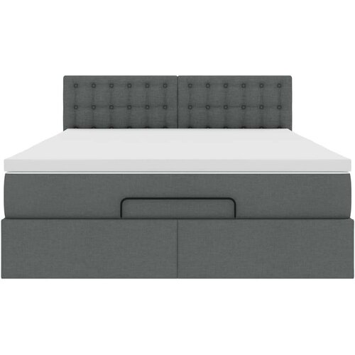 VidaXL otomanski krevet s madracem tamnosivi 140x190cm od tkanine Slike