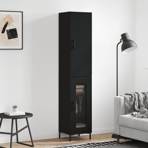 VidaXL Visoka omara črna 34,5x34x180 cm inženirski les Slike