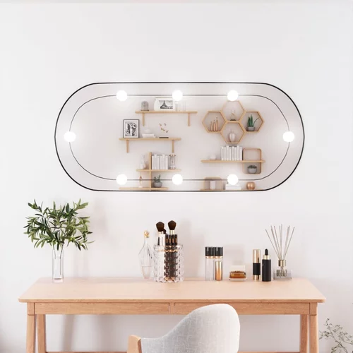  Zidno ogledalo s LED svjetlima 45 x 90 cm stakleno ovalno