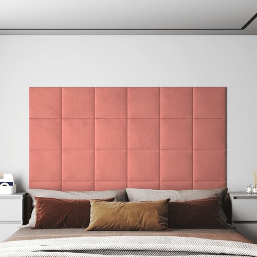 vidaXL Stenski paneli 12 kosov roza 30x30 cm žamet 1,08 m² Cene