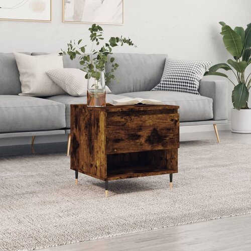 VidaXL Klubska mizica dimljeni hrast 50x46x50 cm inženirski les Slike