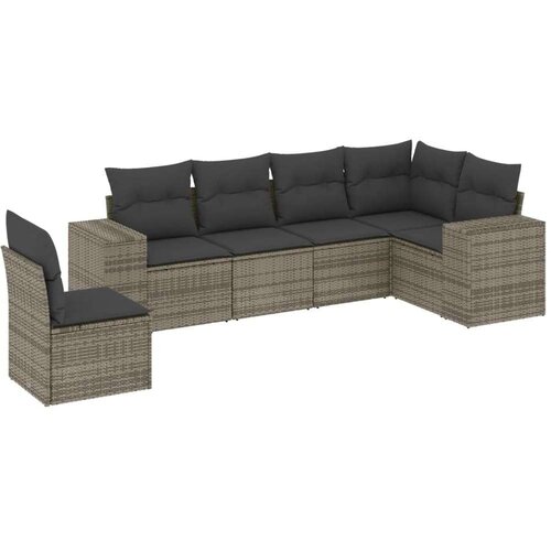 VidaXL 6-dijelni set vrtnih sofa od poliratana s jastucima sivi Slike