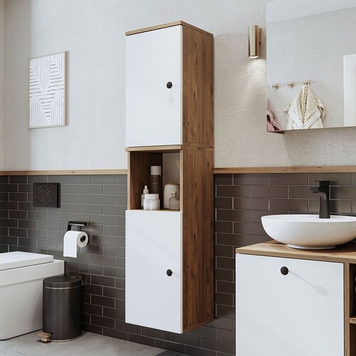 Hanah home 2465 kupatilski ormarić 35 &amp;times; 150 &amp;times; 30 cm, atlantski bor / bela Slike