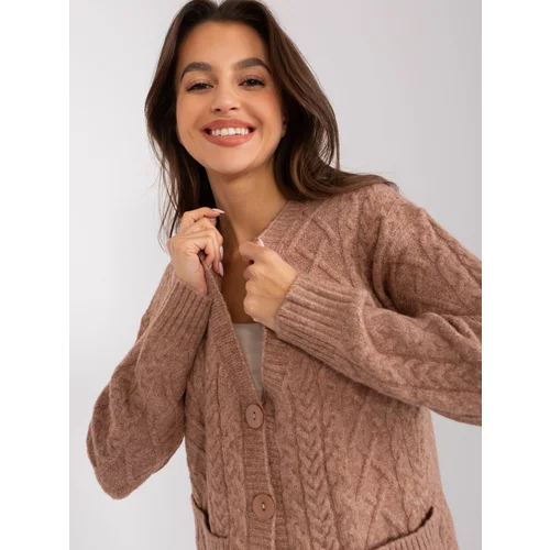 Fashion Hunters Light brown cable knitted sweater