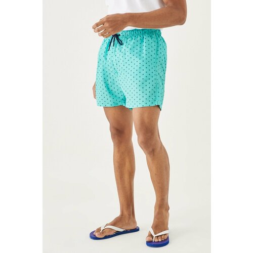 ALTINYILDIZ CLASSICS Men's Mint-navy Standard Fit Regular Fit Patterned Quick Dry Swimwear Marine Shorts. Slike