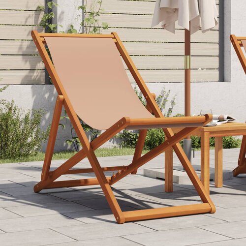  The Living Store Zložljiv stol taupe trden evkaliptusov les in tkanina - Stol Za Plažo, (21494087) Cene