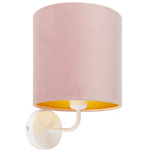 QAZQA Vintage stenska svetilka bela z roza žametnim odtenkom - Matt
