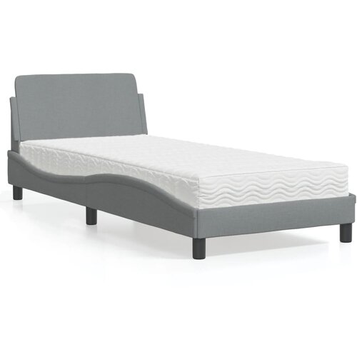 VidaXL Postelja z vzmetnico svetlo siva 80x200 cm blago Slike