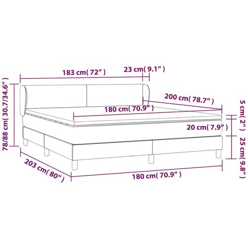  Krevet s oprugama i madracem smeđesivi 180x200 cm tkanina Slike