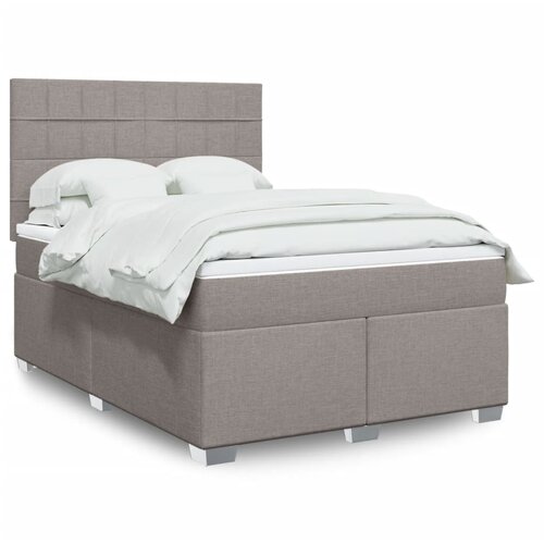 VidaXL Box spring postelja z vzmetnico taupe 160x200 cm blago Slike
