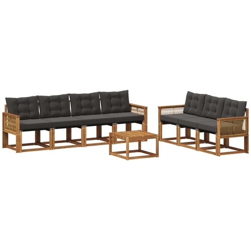 vidaXL Zunanja garnitura za sedenje z blazino 8 pcs Naravna in črna, (5000272758) Cene