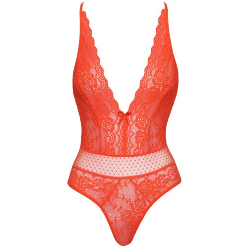 Cottelli rdeče čipkasto body s križnimi trakovi Slike