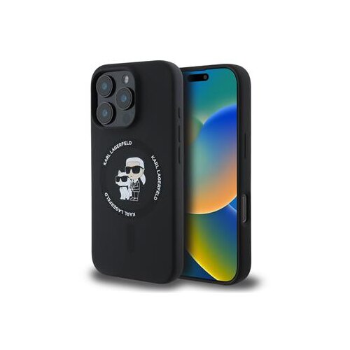 Karl Lagerfeld originalen ovitek magsafe iphone 16 pro max - karl and choupette - črn - KLHMP16XSCMKCRHK Slike