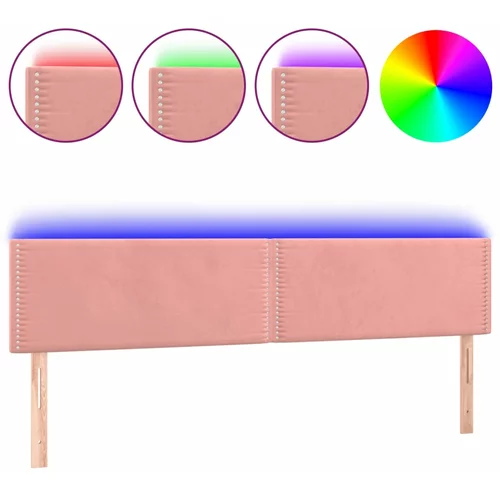 vidaXL LED posteljno vzglavje roza 200x5x78/88 cm žamet, (20932494)