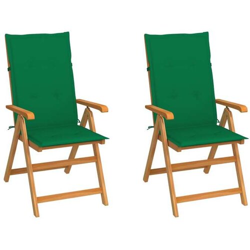  Vrtne stolice sa zelenim jastucima 2 kom od masivne tikovine Cijene