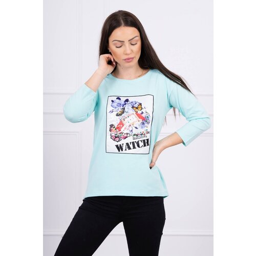Kesi Blouse with 3D Watch mint graphics Slike