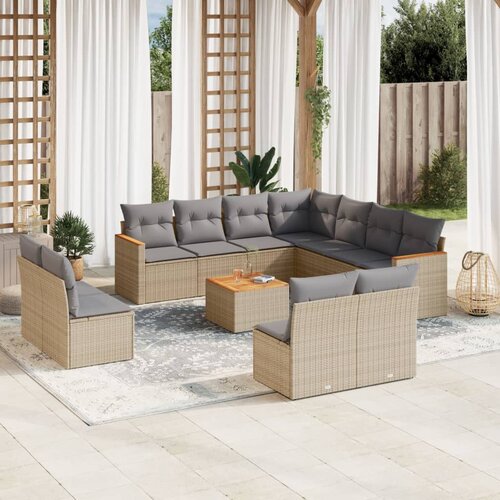 VidaXL 12-dijelni set vrtnih sofa od poliratana s jastucima bež Slike