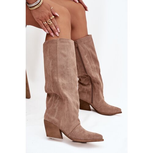 Boto Women&amp;#039;s cowboy boots with zipper beige Isalina Slike